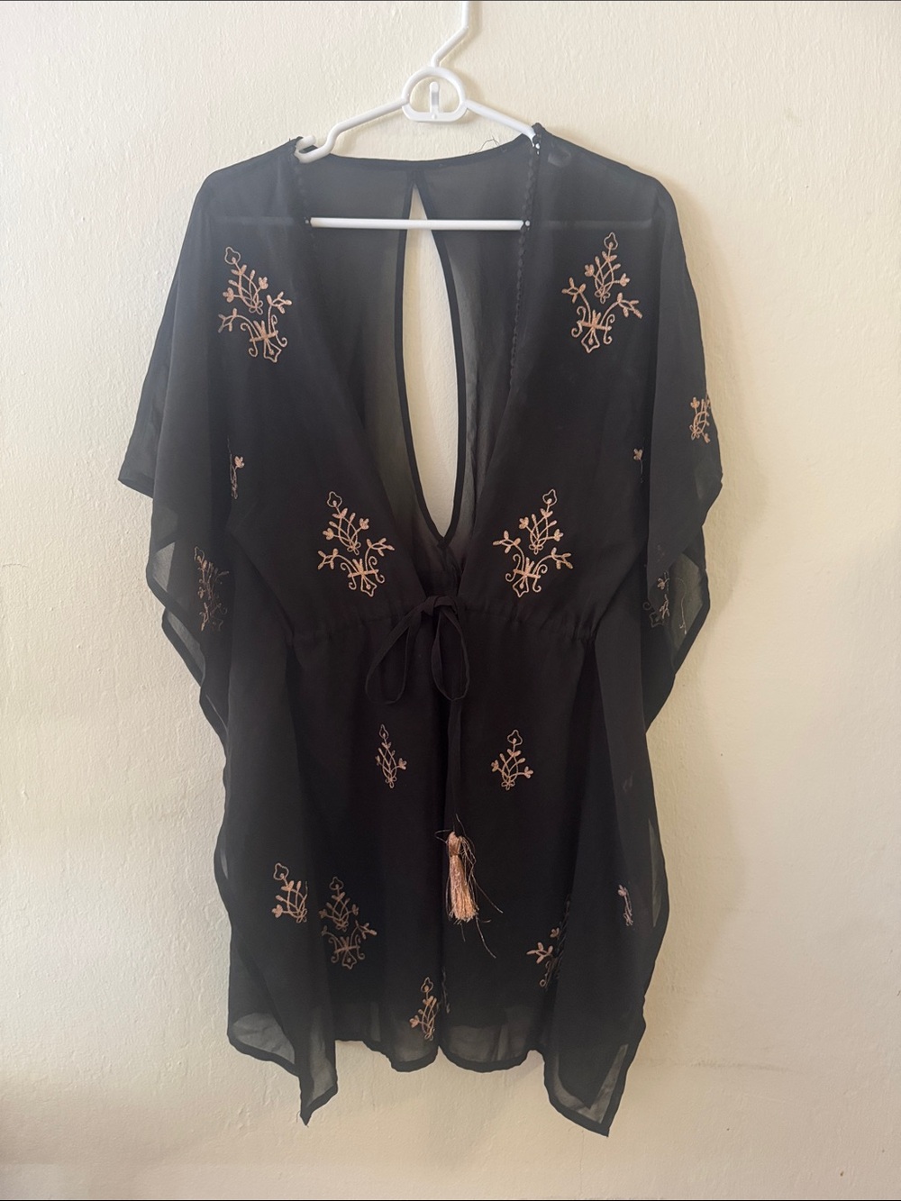 St Tropez Black Embroidered Swim Cover-Up Tunic